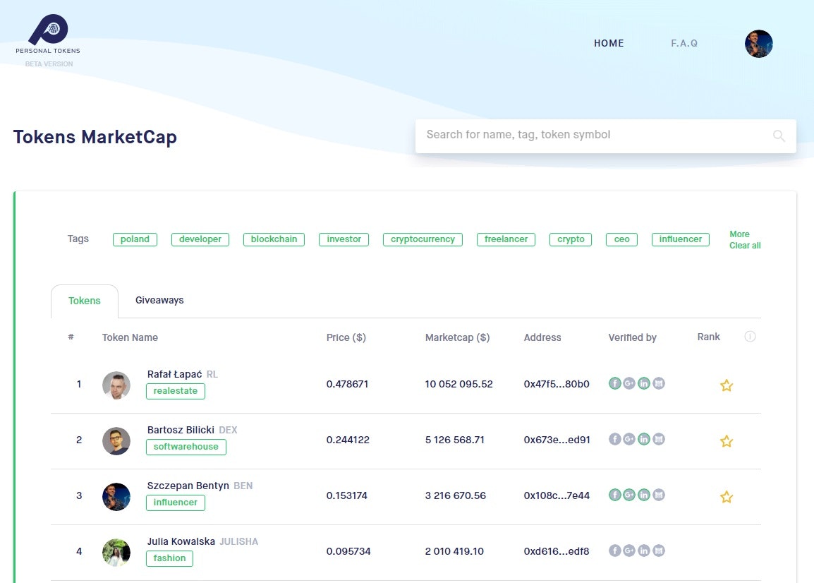 Personal Tokens gallery image