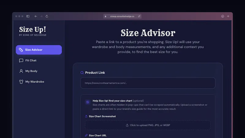 Size Up! by Sons of Selvedge screenshot 1
