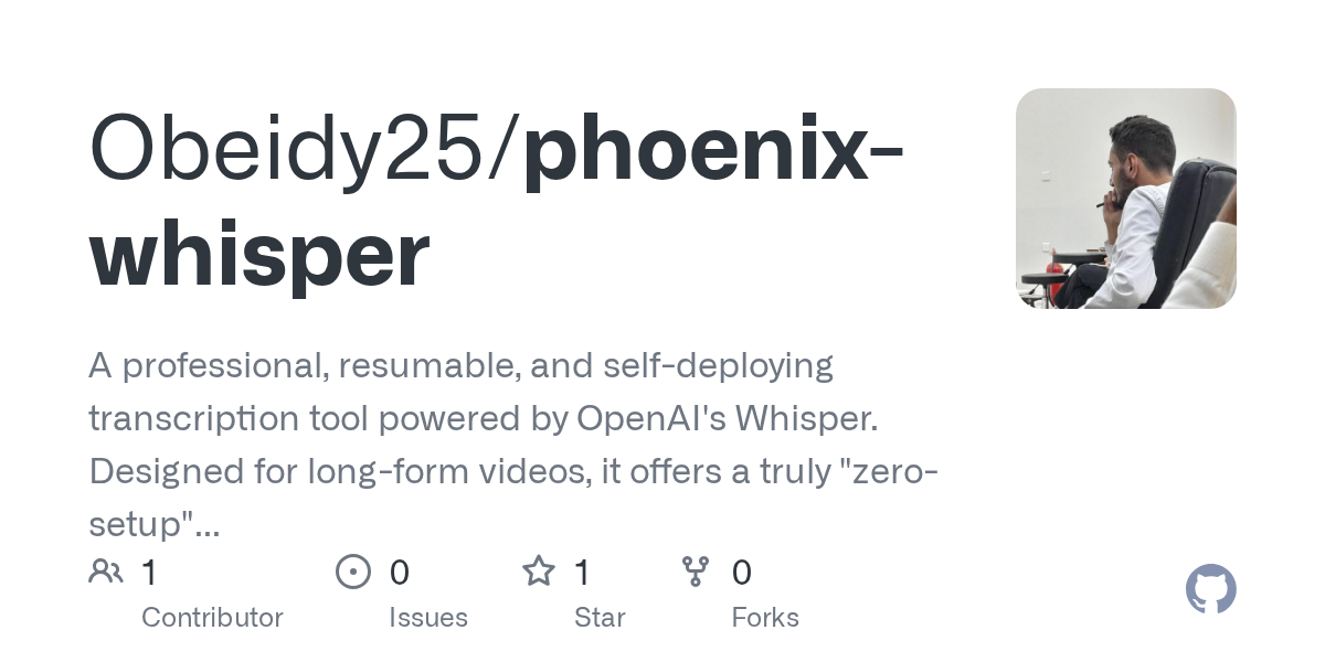 Phoenix Whisper CLI - Main product screenshot demonstrating key features and user interface