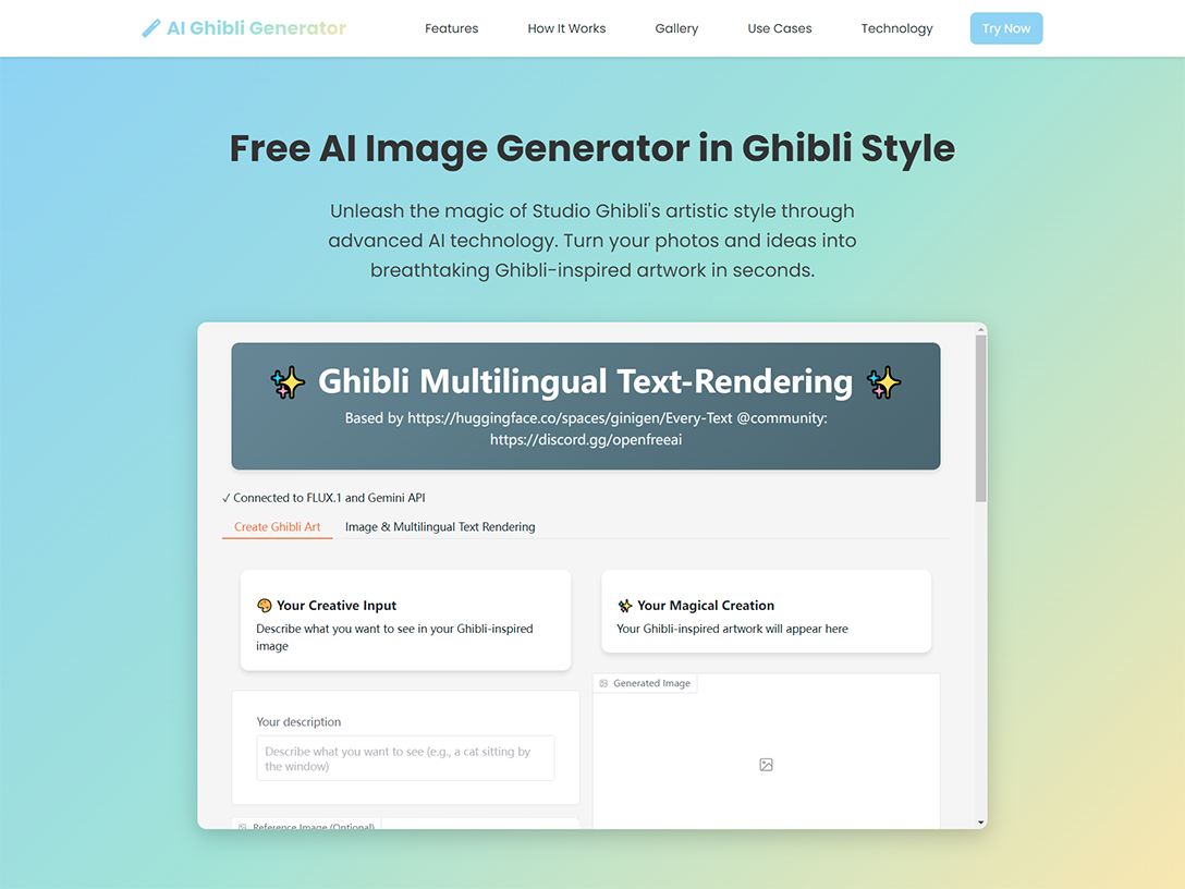 Hai un generatore - Generatore artistico Ghibli Studio GRATUITO e trasformatore fotografico media 1