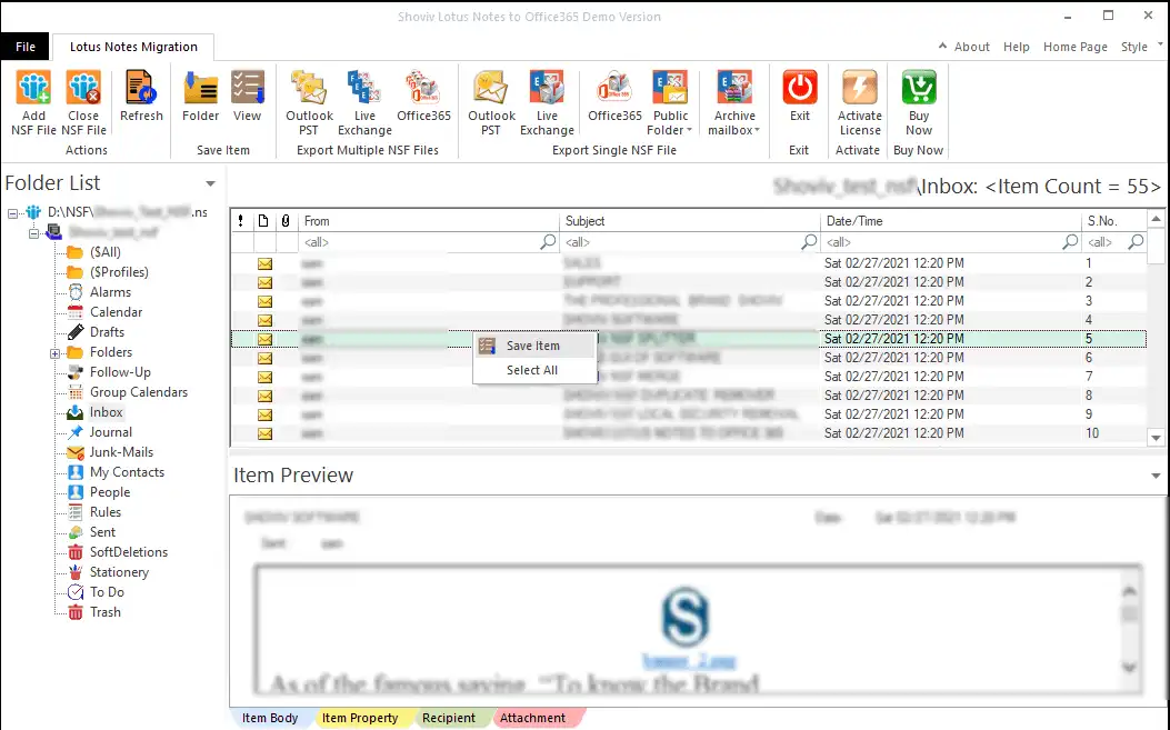Office 365の移行ツールへのロータスノートメディア4