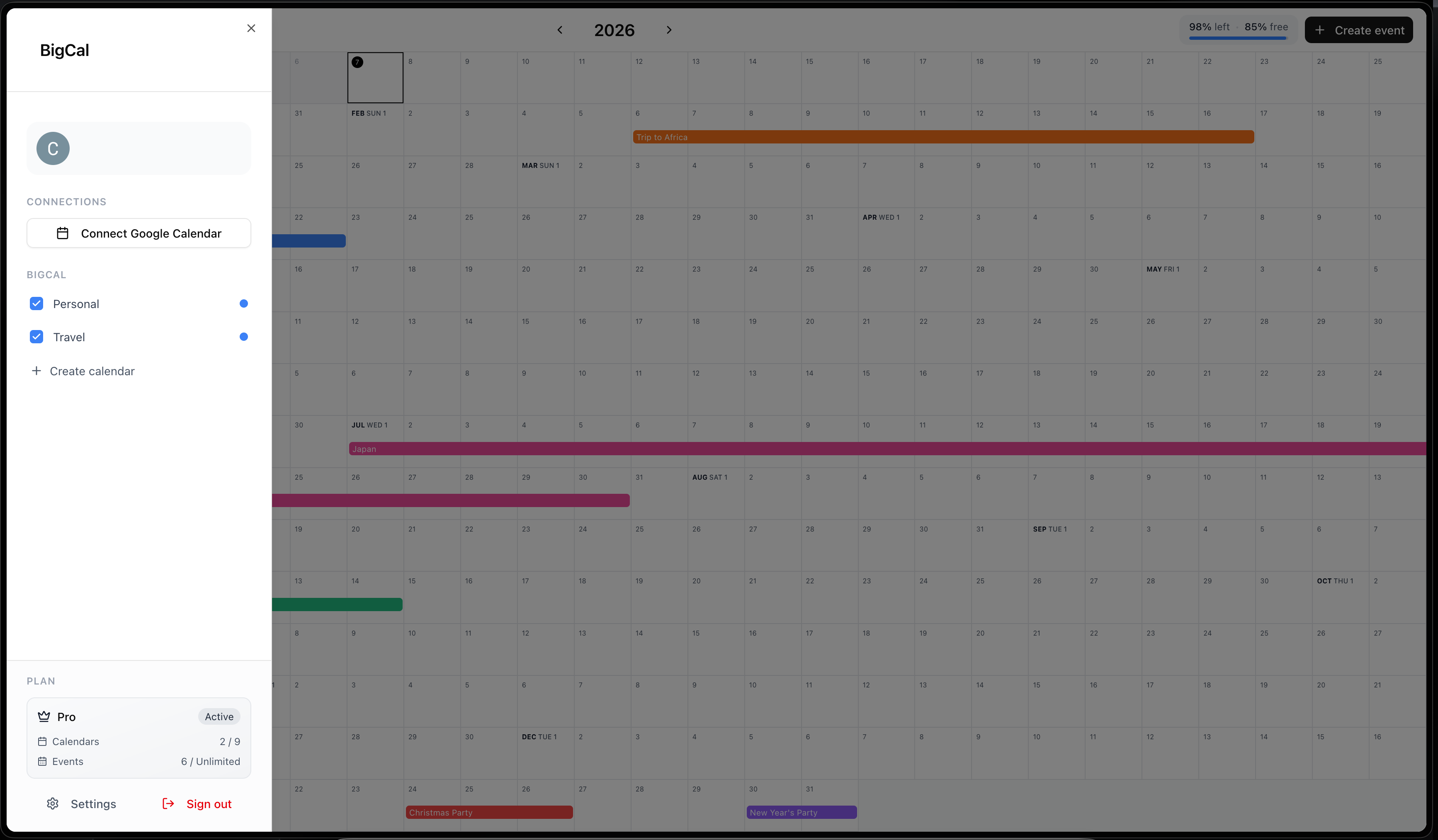BigCal - Screenshot 5 showing product features and functionality