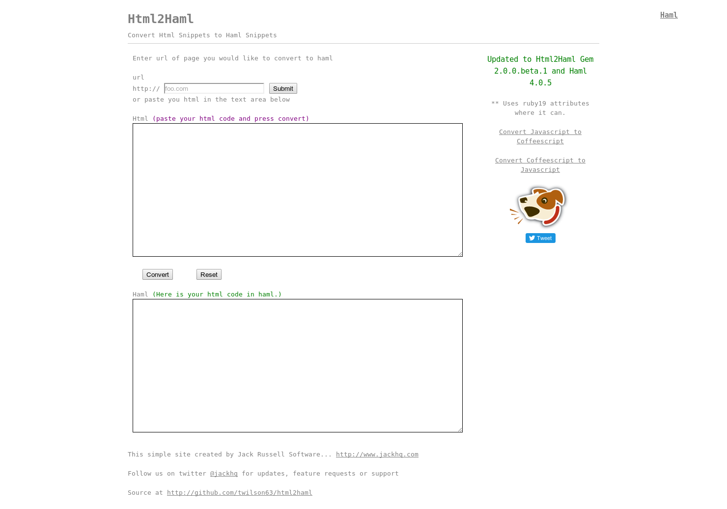 HTML2HAML Converter gallery image