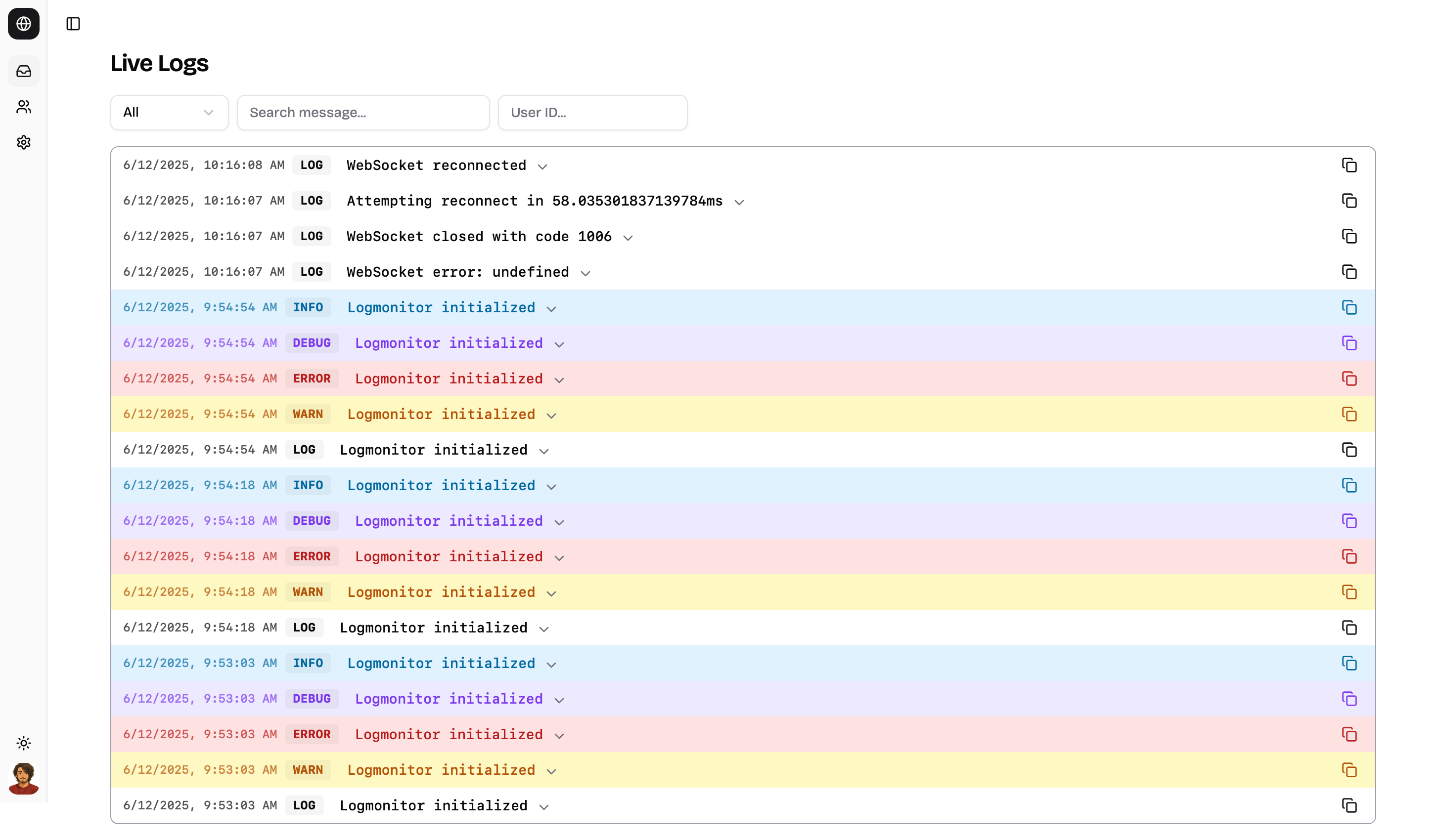 Logmonitor - Console.log uw productie -app. media 2