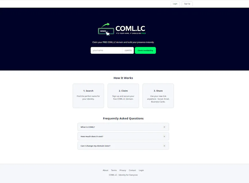 COML.LC - Free Personal Domains screenshot 1