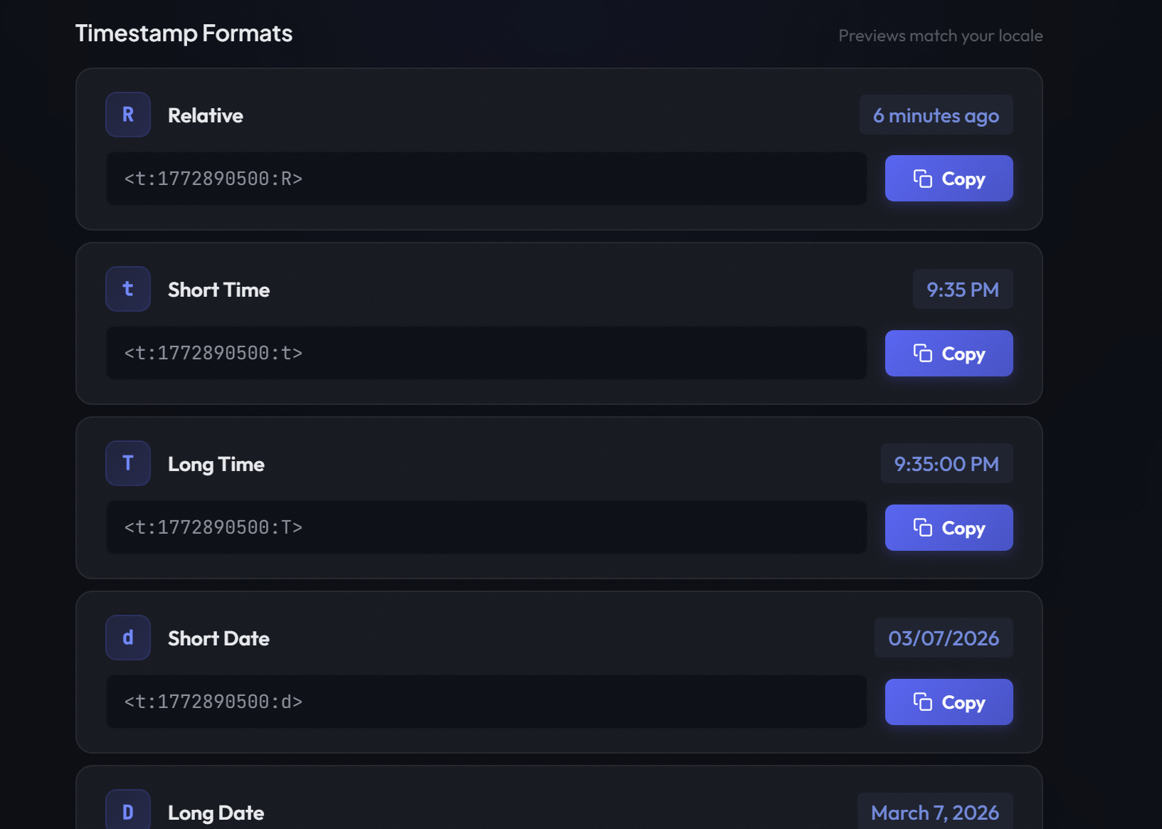 Discord Timestamp Generator gallery image