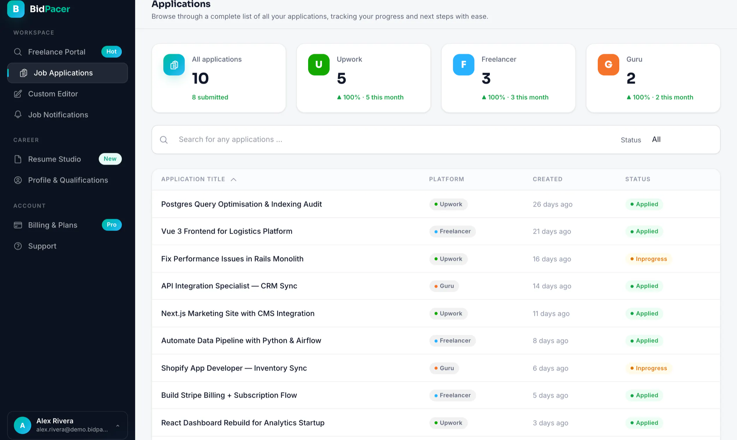 BidPacer 2.0 screenshot