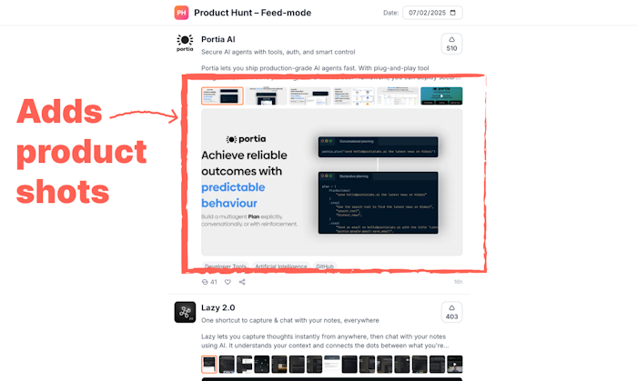 Product Hunt – Feed-mode产品图