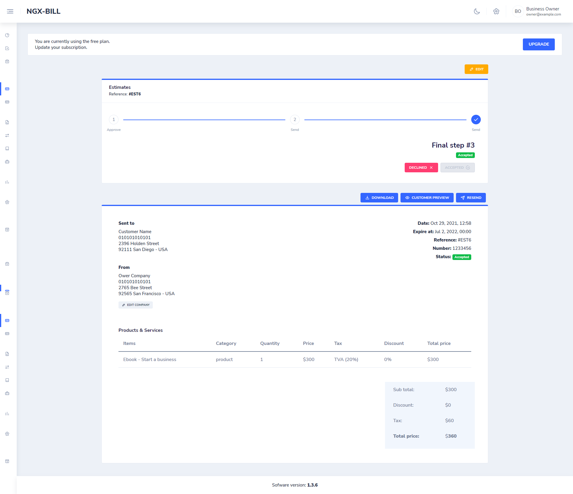 NGX.BILL Self hosted accounting/billing gallery image