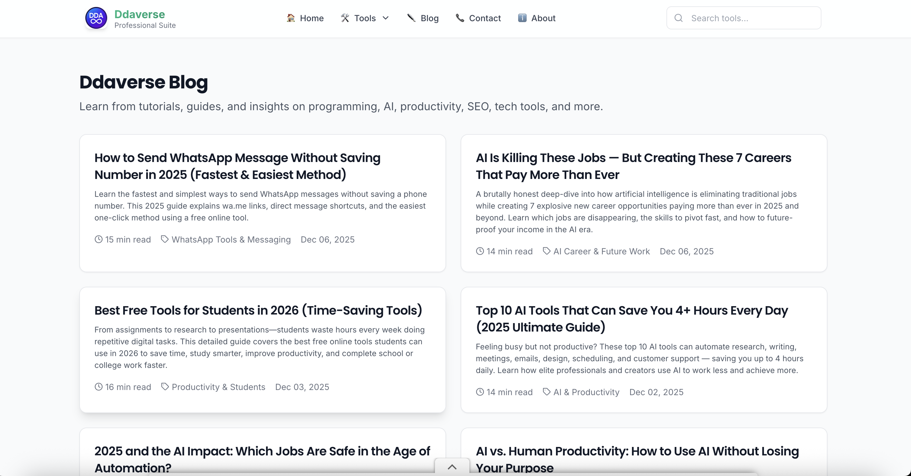 Ddaverse – Free Online Tools Hub - Screenshot 3 showing product features and functionality