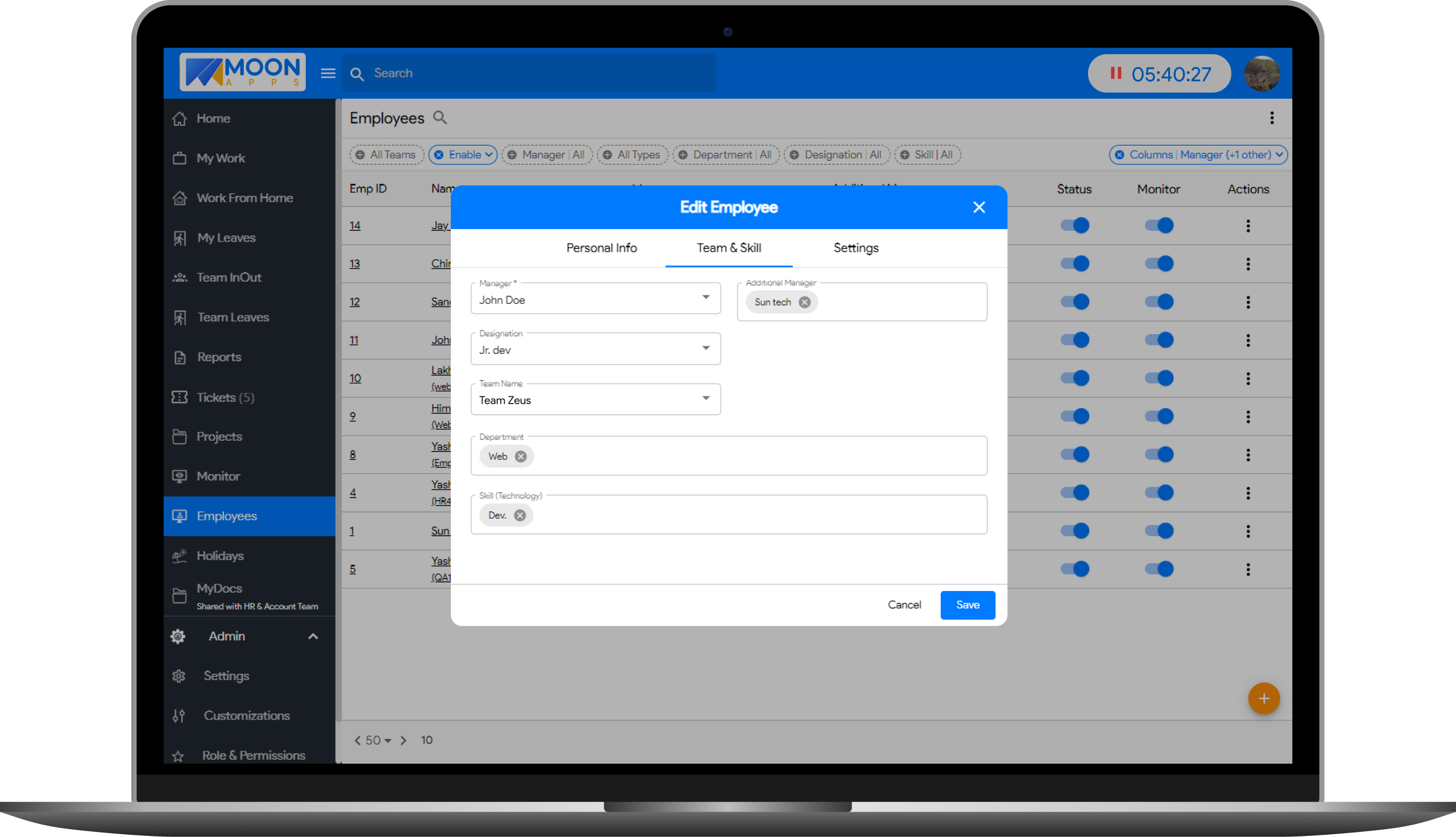 Mond hrm - Kostenlose Software zur Mitarbeiterverwaltung Medien 2