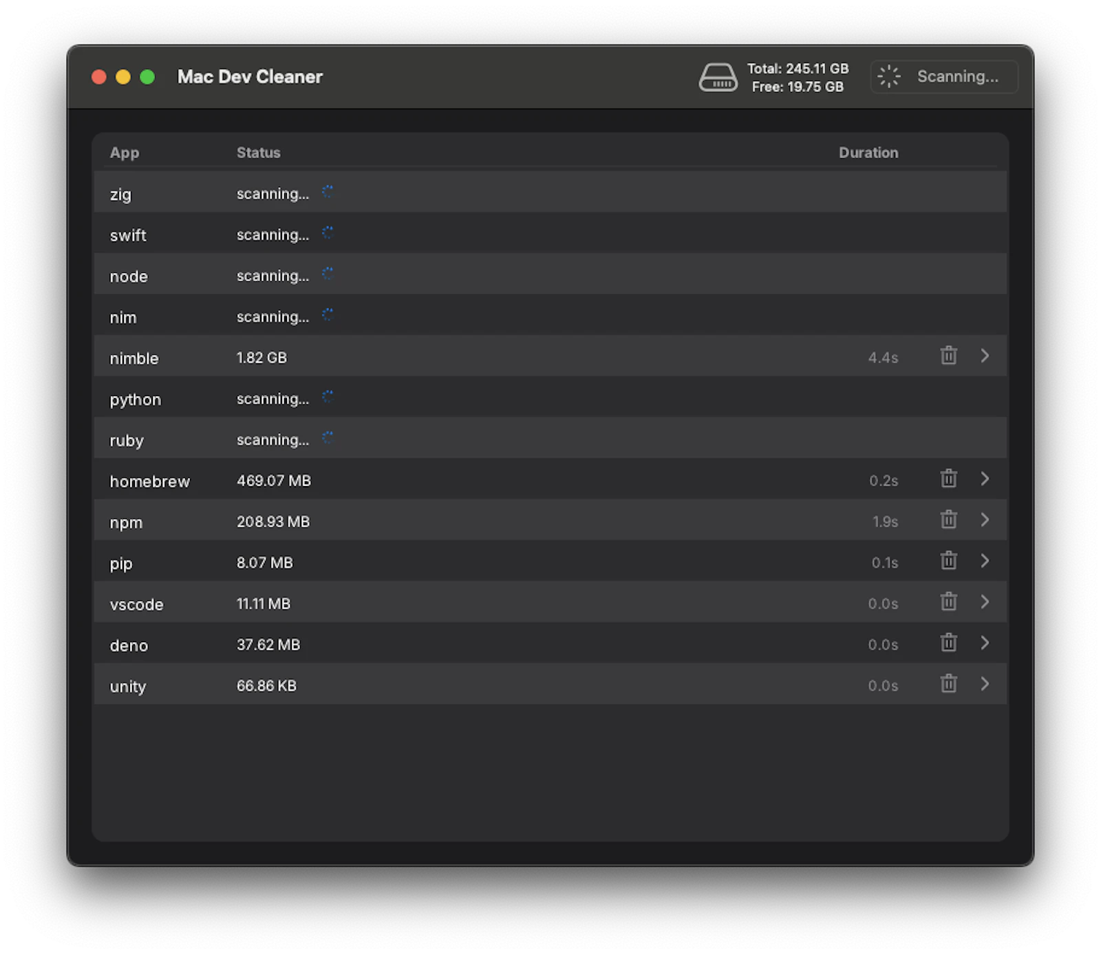 DevCleaner screenshot 3