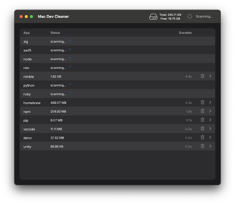 DevCleaner screenshot 3