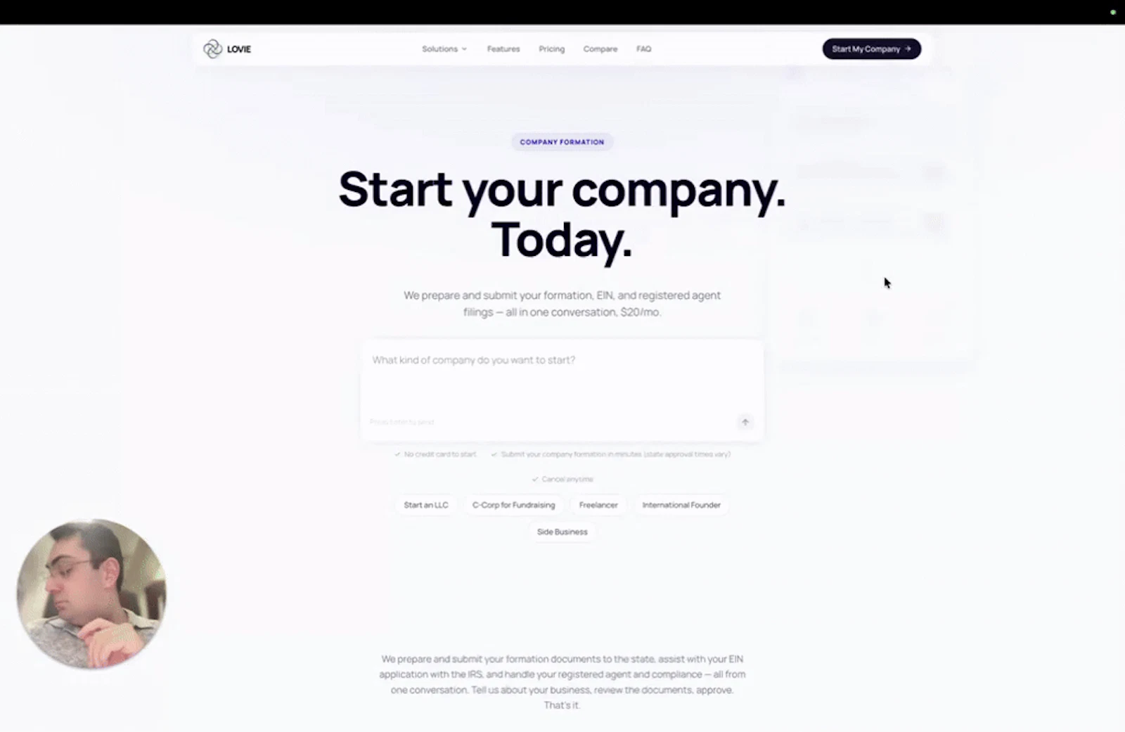 Lovie Formation - Incorporation MCP screenshot 1 (video preview)