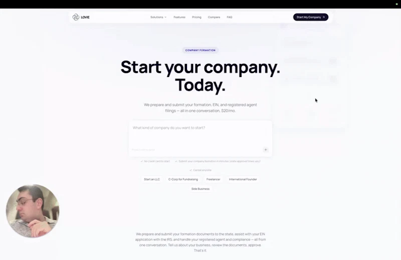 Lovie Formation - Incorporation MCP screenshot 1 (video preview)