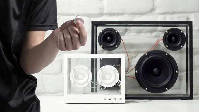 Wireless Transparent Speakers with Flic Button