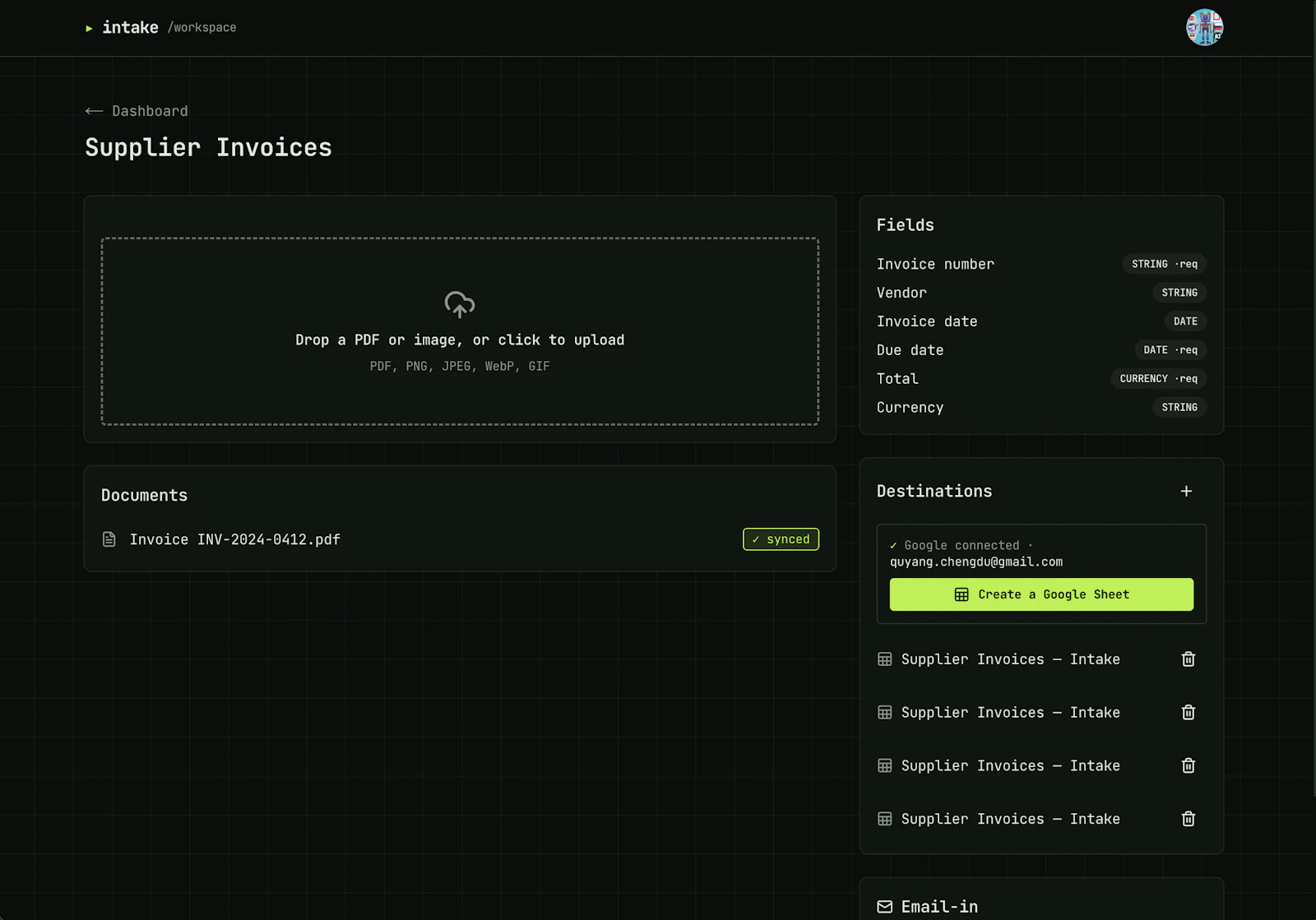 Intake screenshot 4