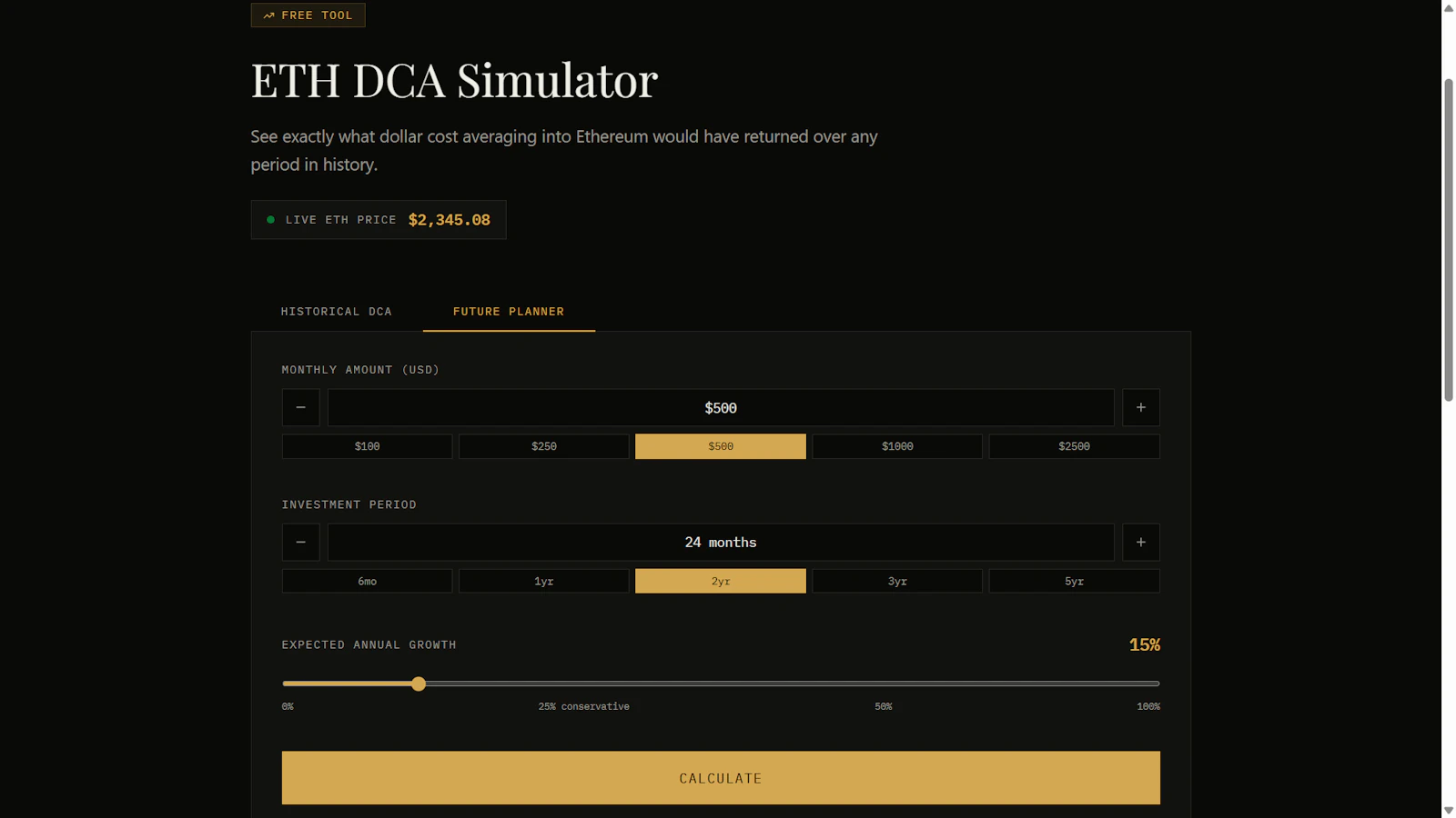 ETH DCA Simulator screenshot 1