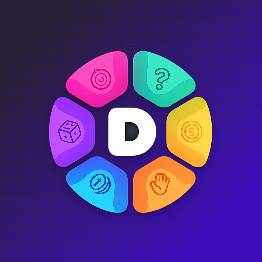 Decidey – Spin, Flip, Roll, Decide! - Product Hunt launch logo and brand identity
