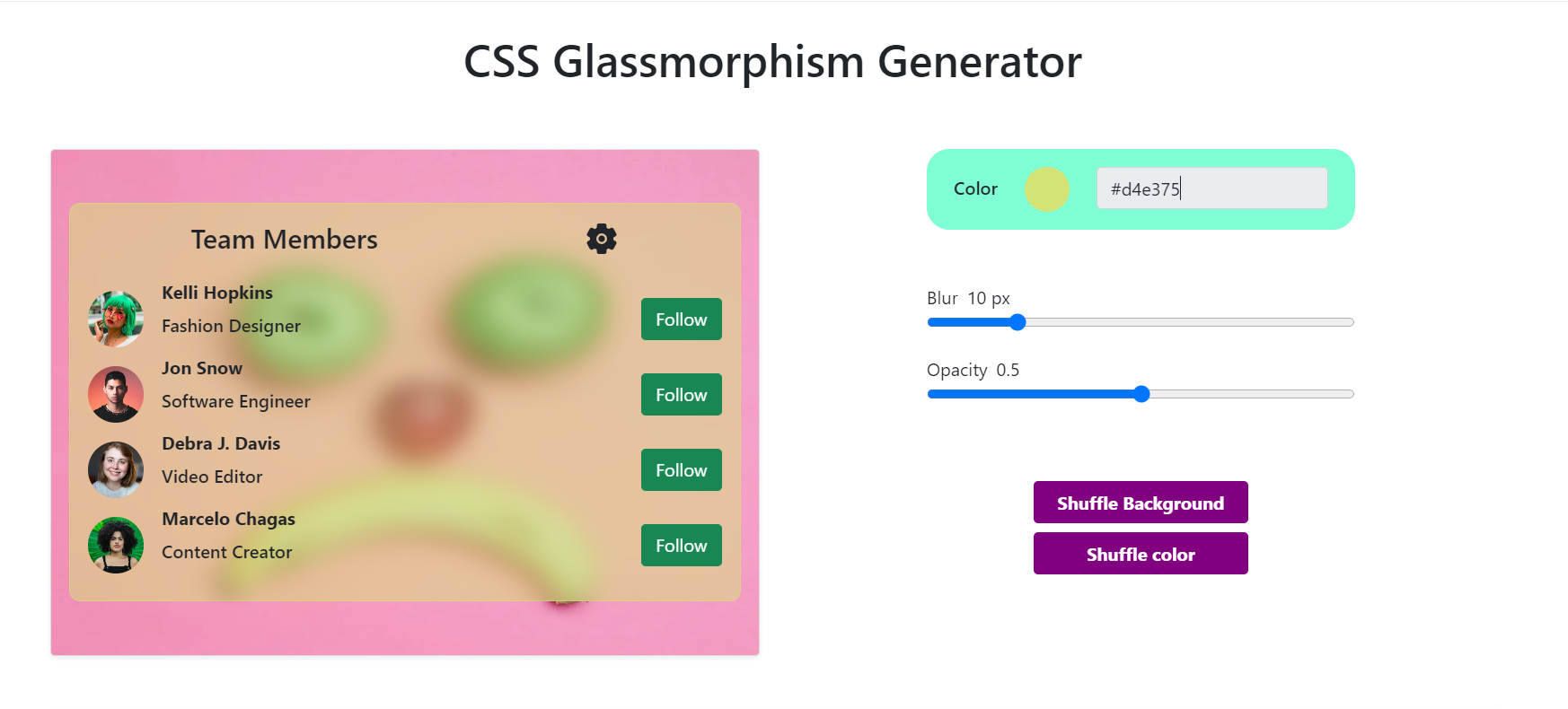 CSS GlassMorphism Generator media 3