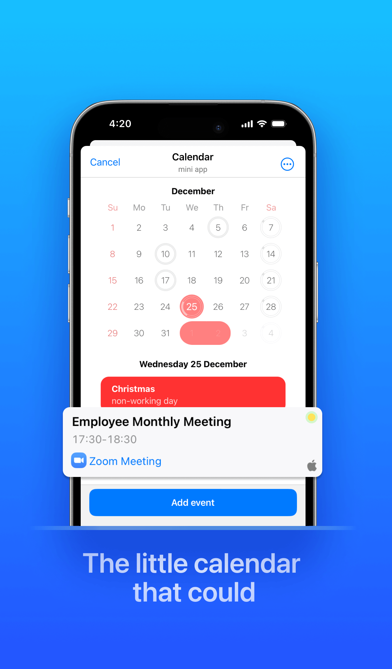 Média Calendrier - Télégramme mini application pour gérer les événements 1