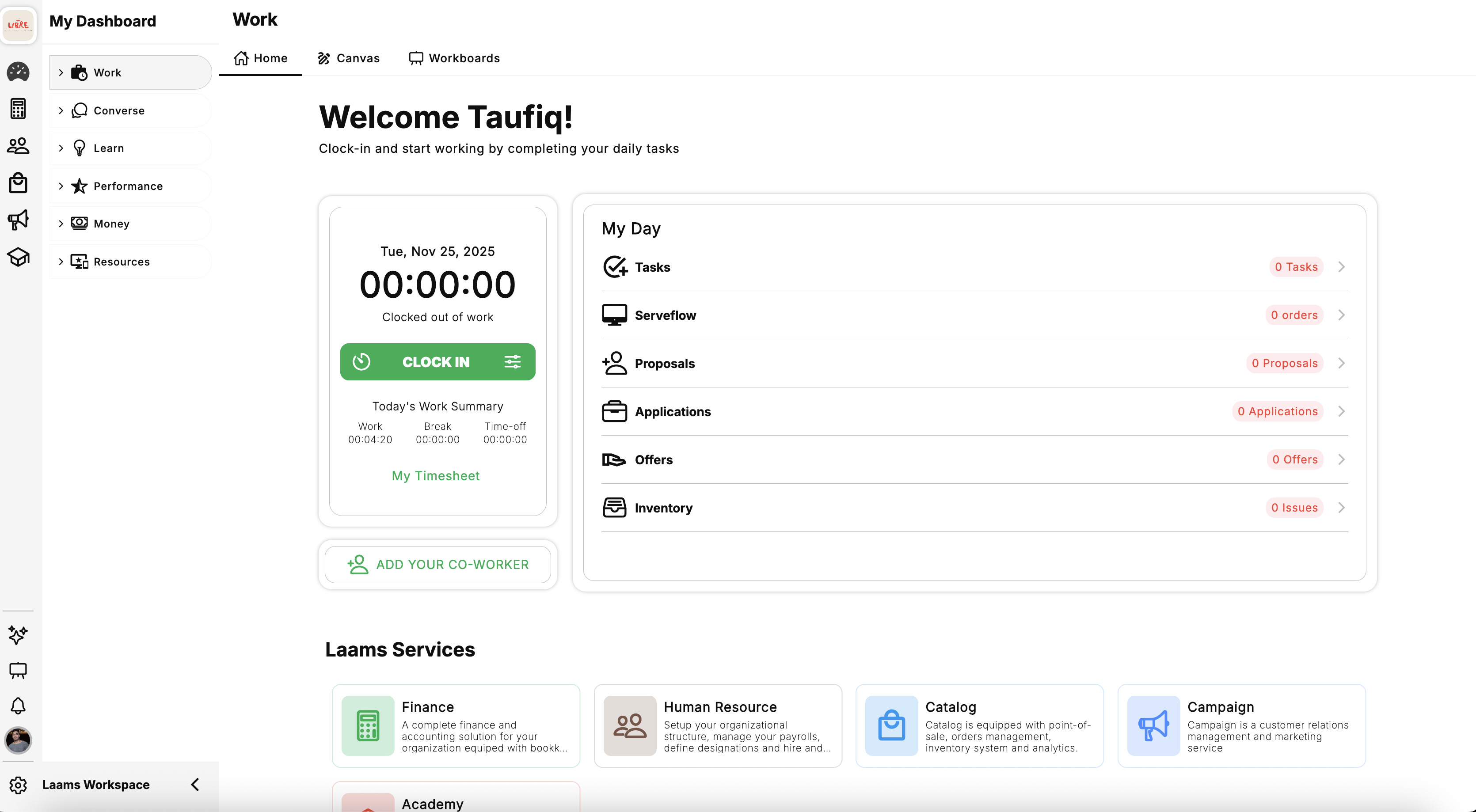 Laams Workspace - Main product screenshot demonstrating key features and user interface