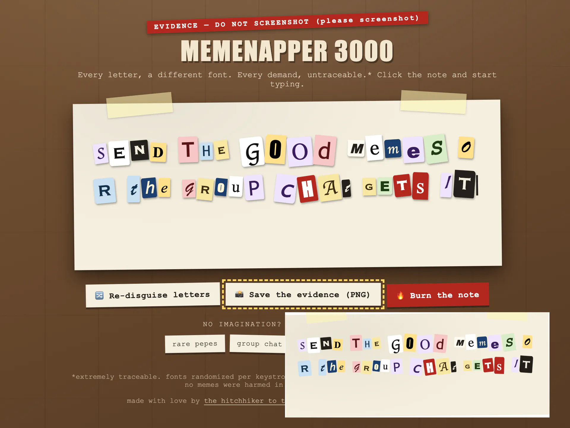 MemeNapper 3000 — Ransom Note Generator gallery image
