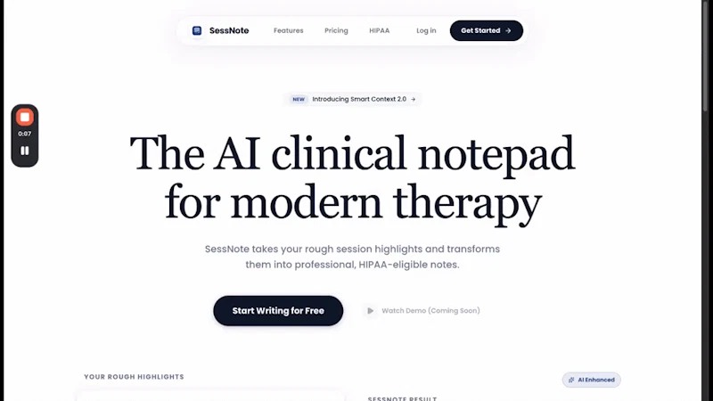 SessNote | Caelum Labs screenshot 1 (video preview)