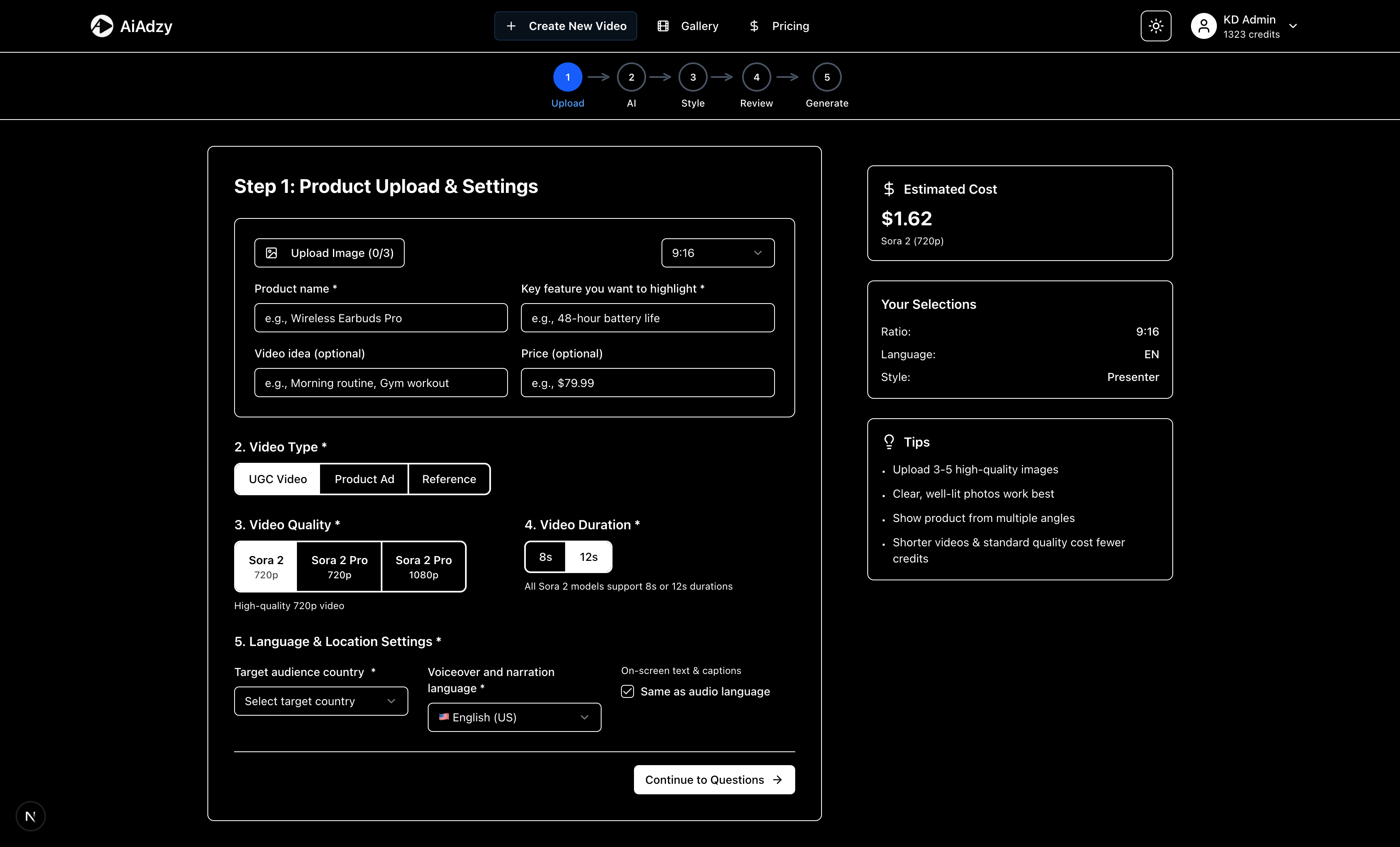 AiAdzy - Screenshot 3 showing product features and functionality