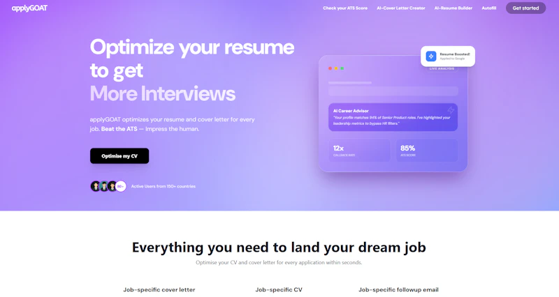 applyGOAT: 20k+users/80+countries/1month screenshot 5