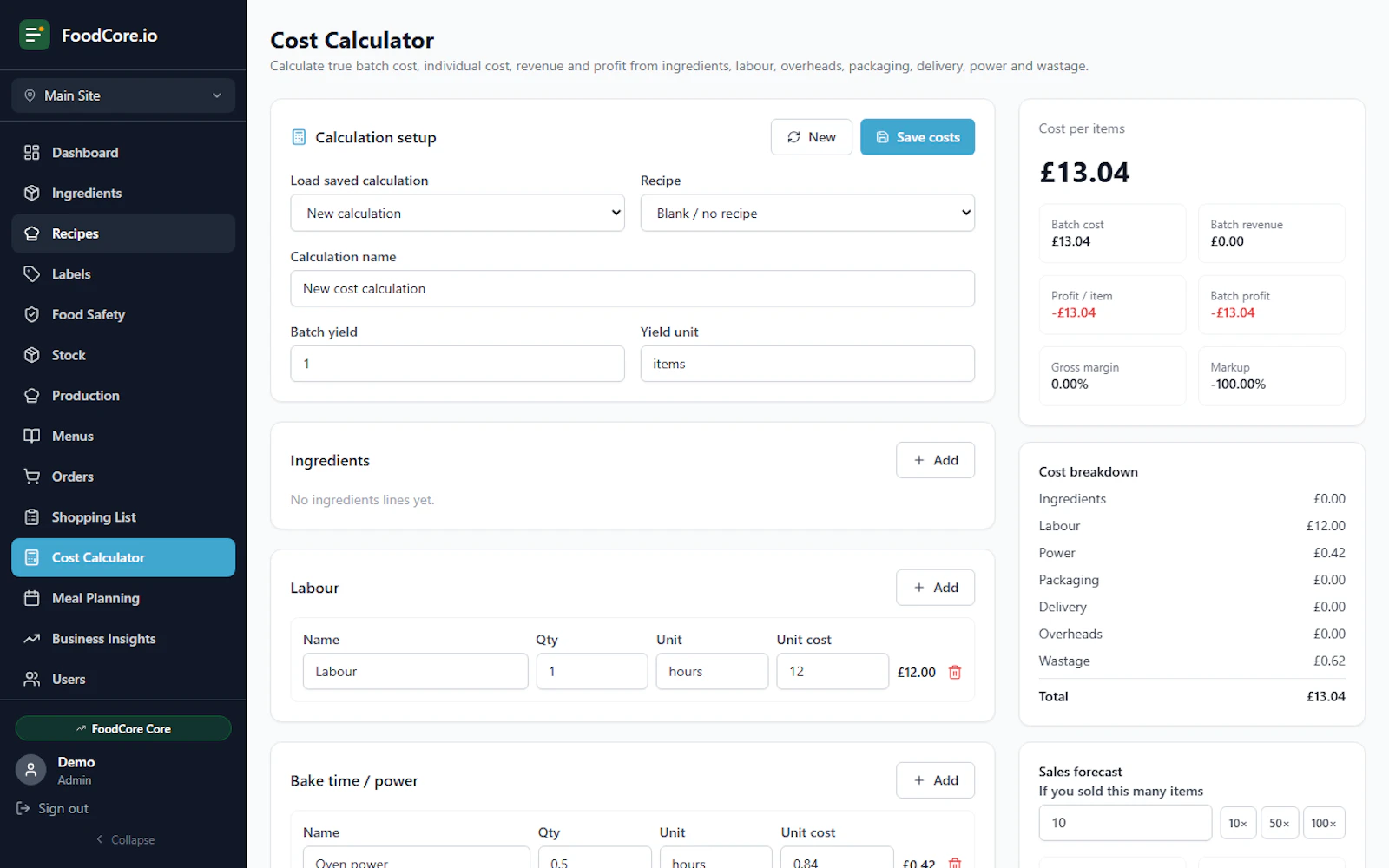FoodCore Kitchen Management Software screenshot 5