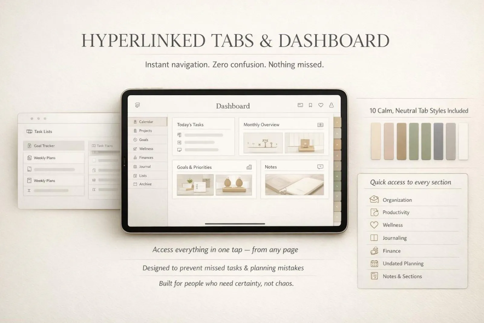 Cream Linen Digital Planner UI screenshot 2