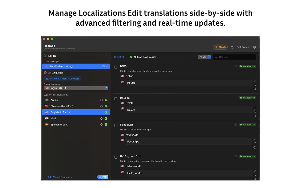 LocaleX - Main product screenshot demonstrating key features and user interface