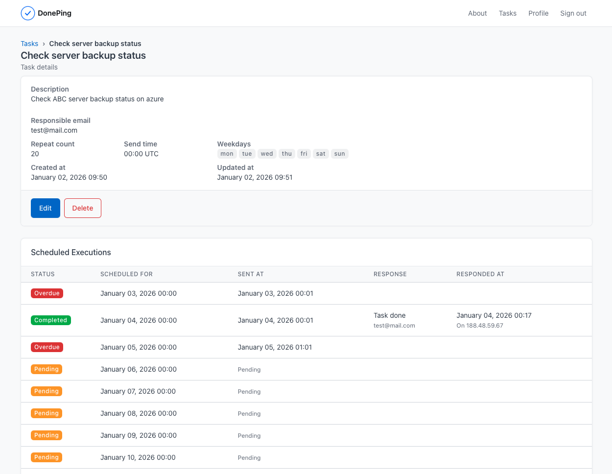 DonePig - Screenshot 2 showing product features and functionality