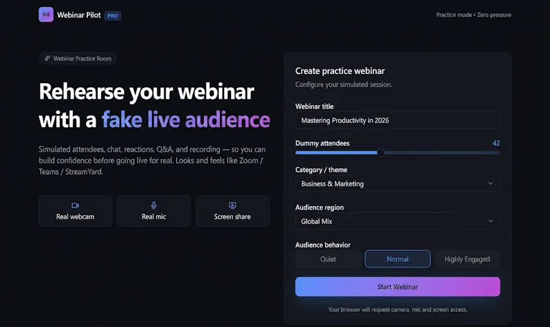 Webinar Pilot Pro: Virtual Practice Room screenshot 2