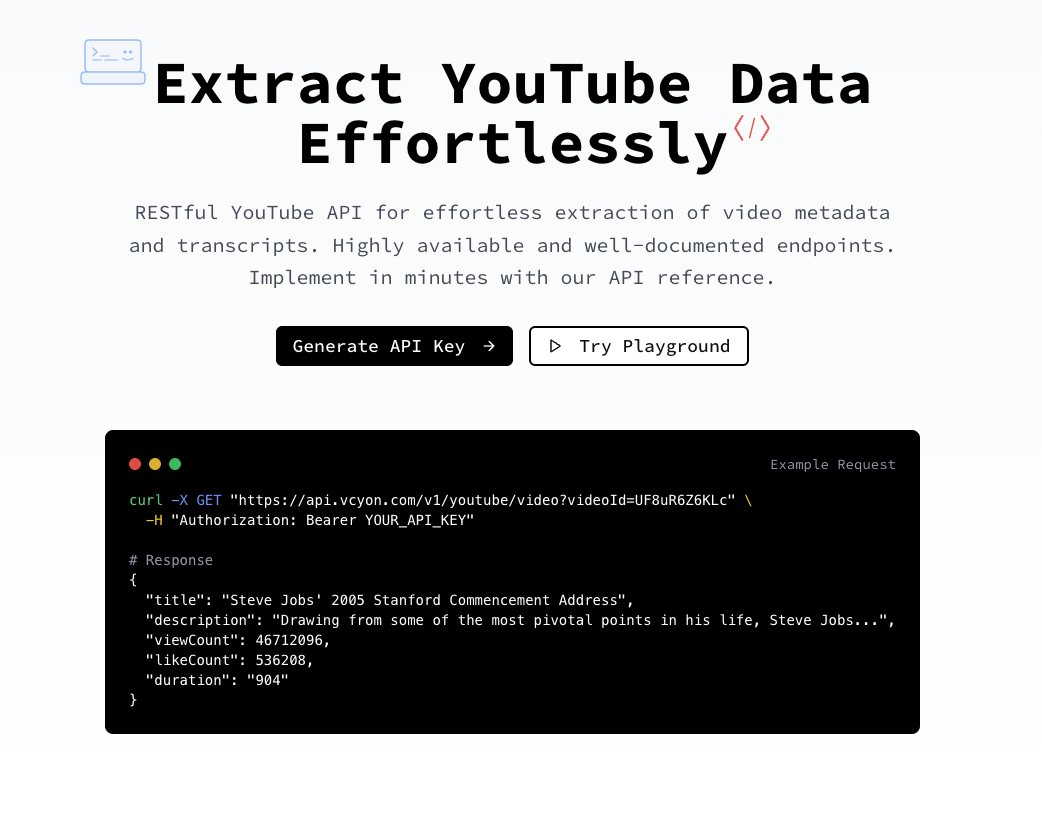 وسائط فسيون - واجهة برمجة تطبيقات YouTube Transcript الصديقة للمطور 2