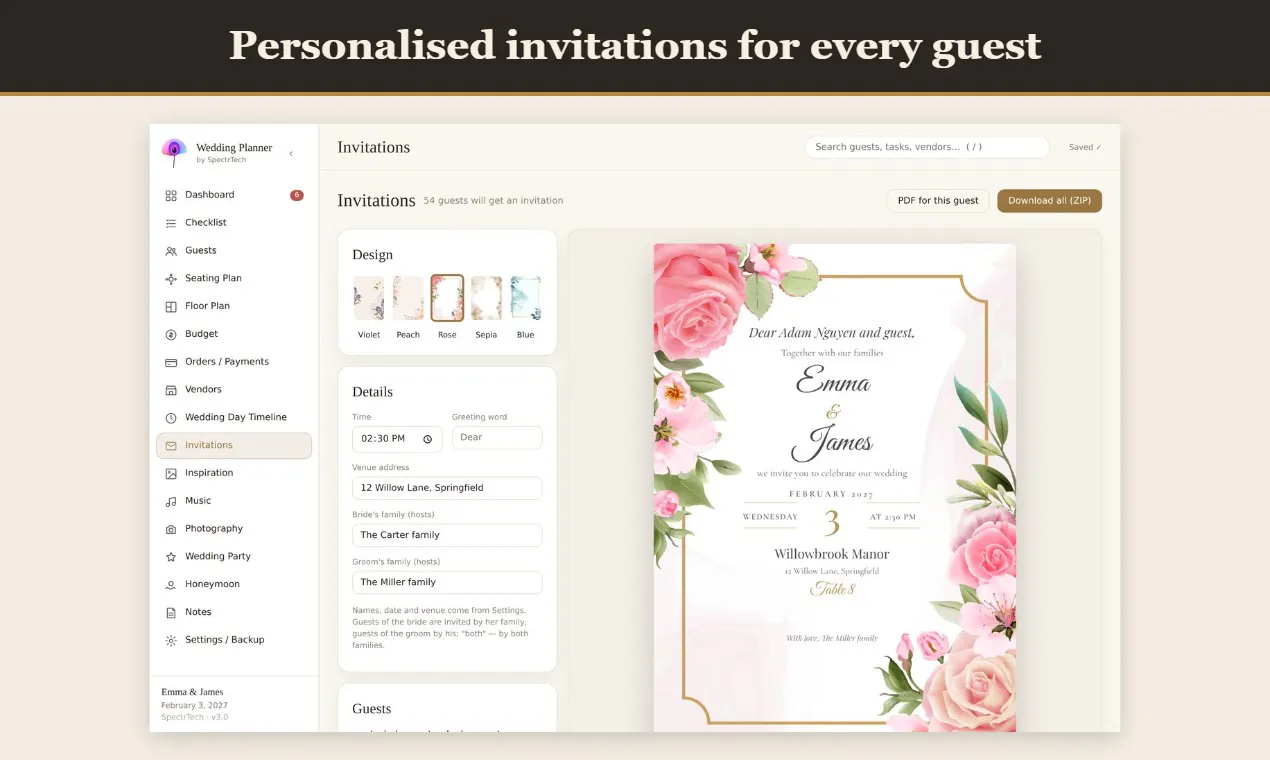 SpectrTech Wedding Planner gallery image