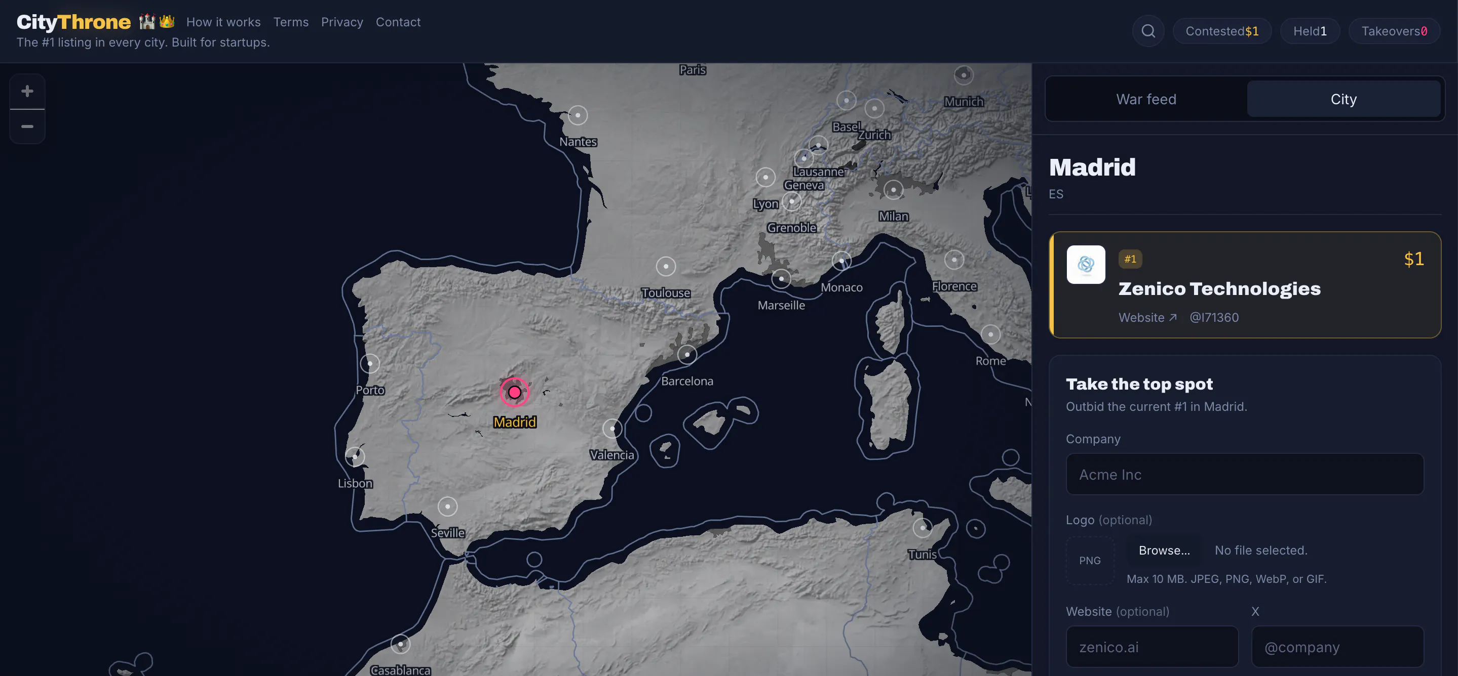 CityThrone — Paid map placements by city gallery image