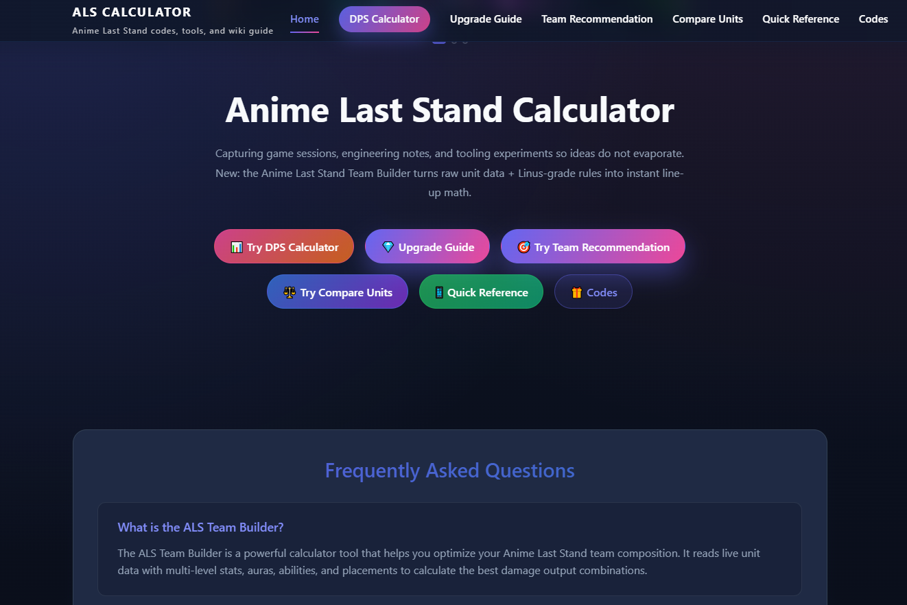 Anime Last Stand Calculator gallery image