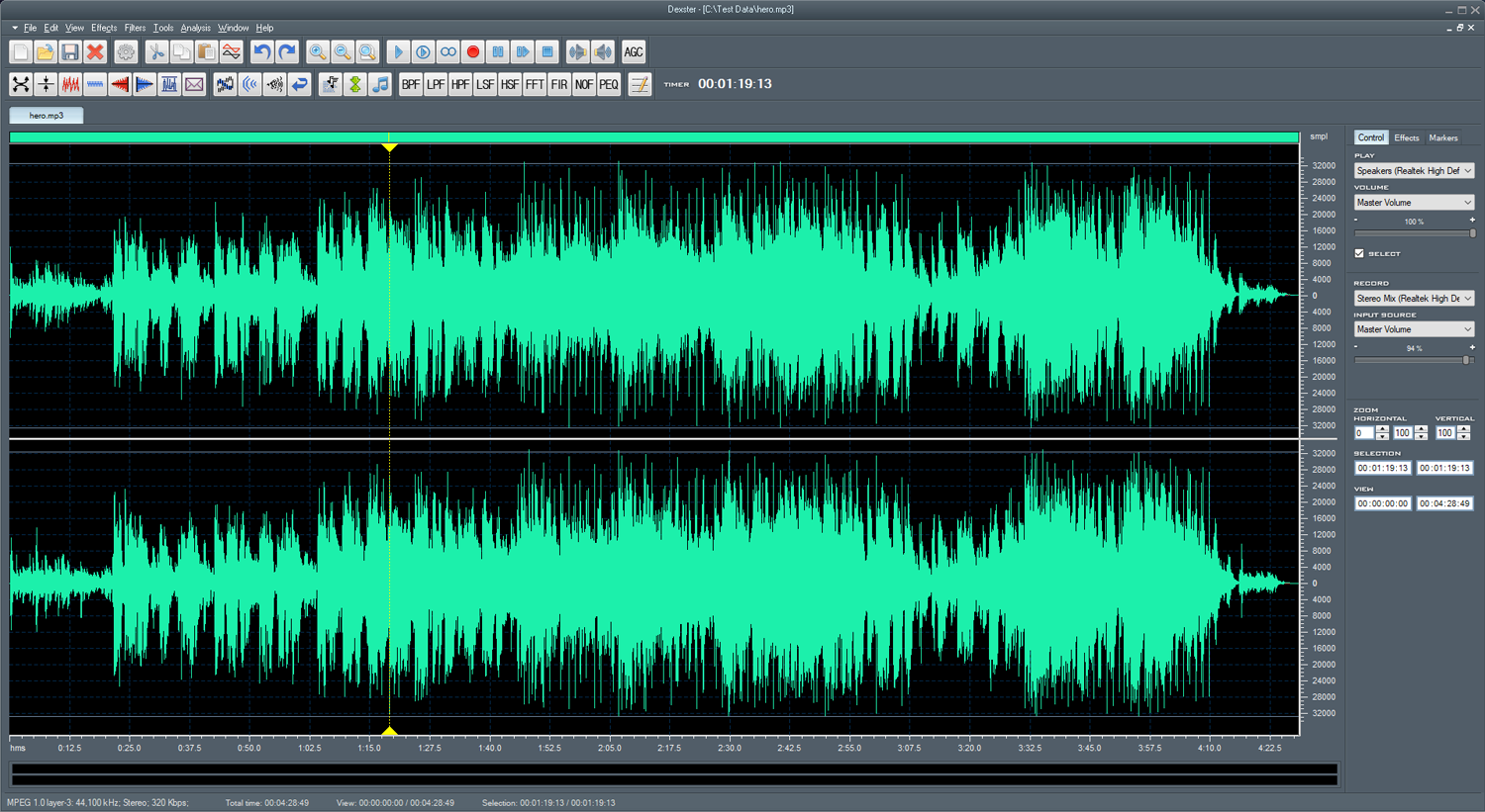 Editor de audio de Dexster media 1