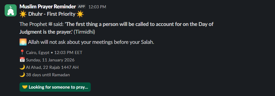 Muslim Prayer Reminder for Slack gallery image