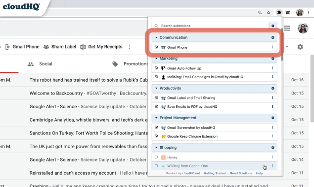 Chrome Extension Manager by cloudHQ gallery image