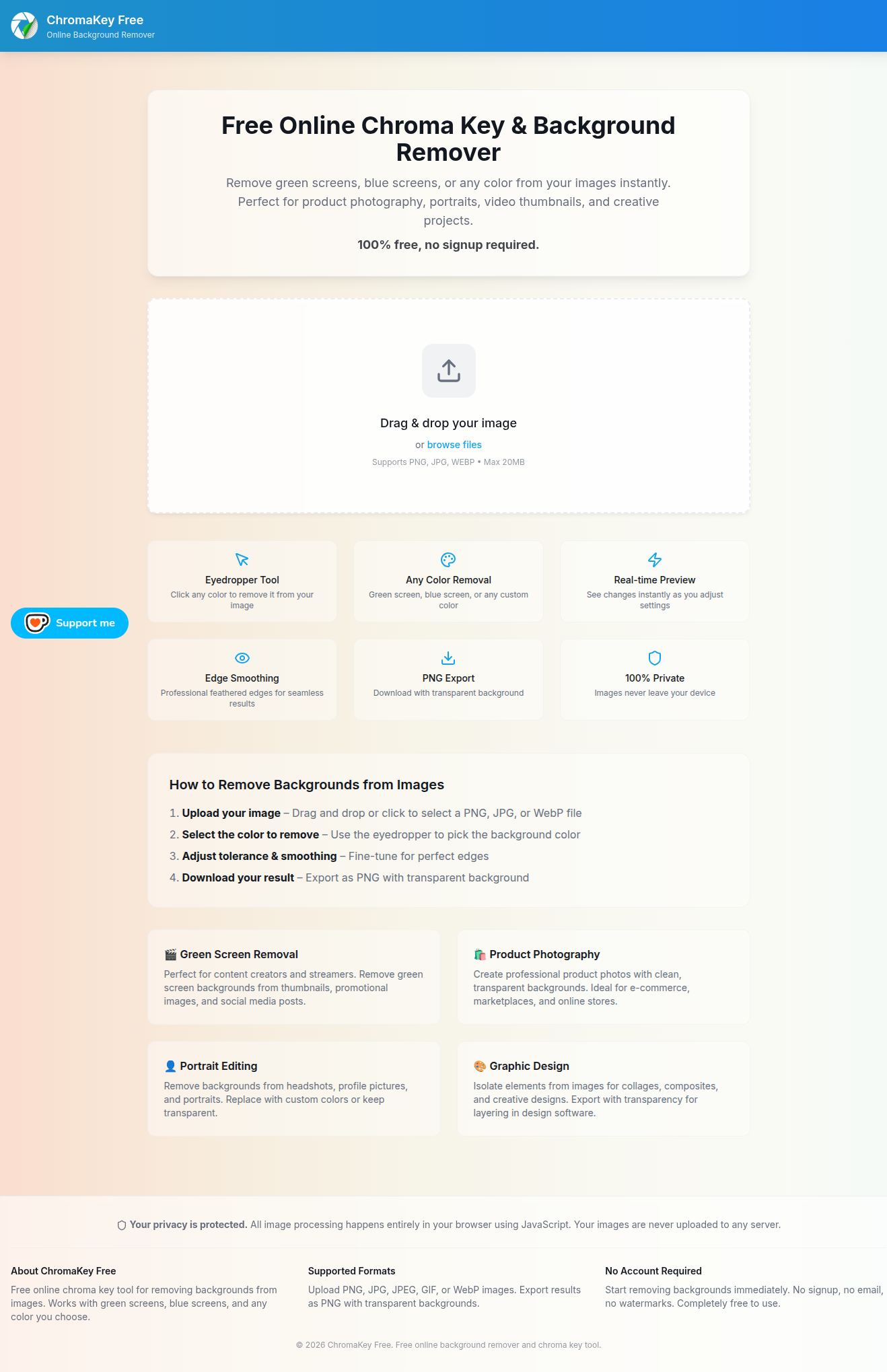 ChromaKey Free - Screenshot 2 showing product features and functionality