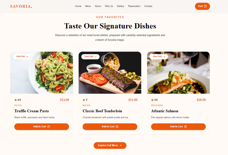Savoria — Premium Restaurant Template gallery image