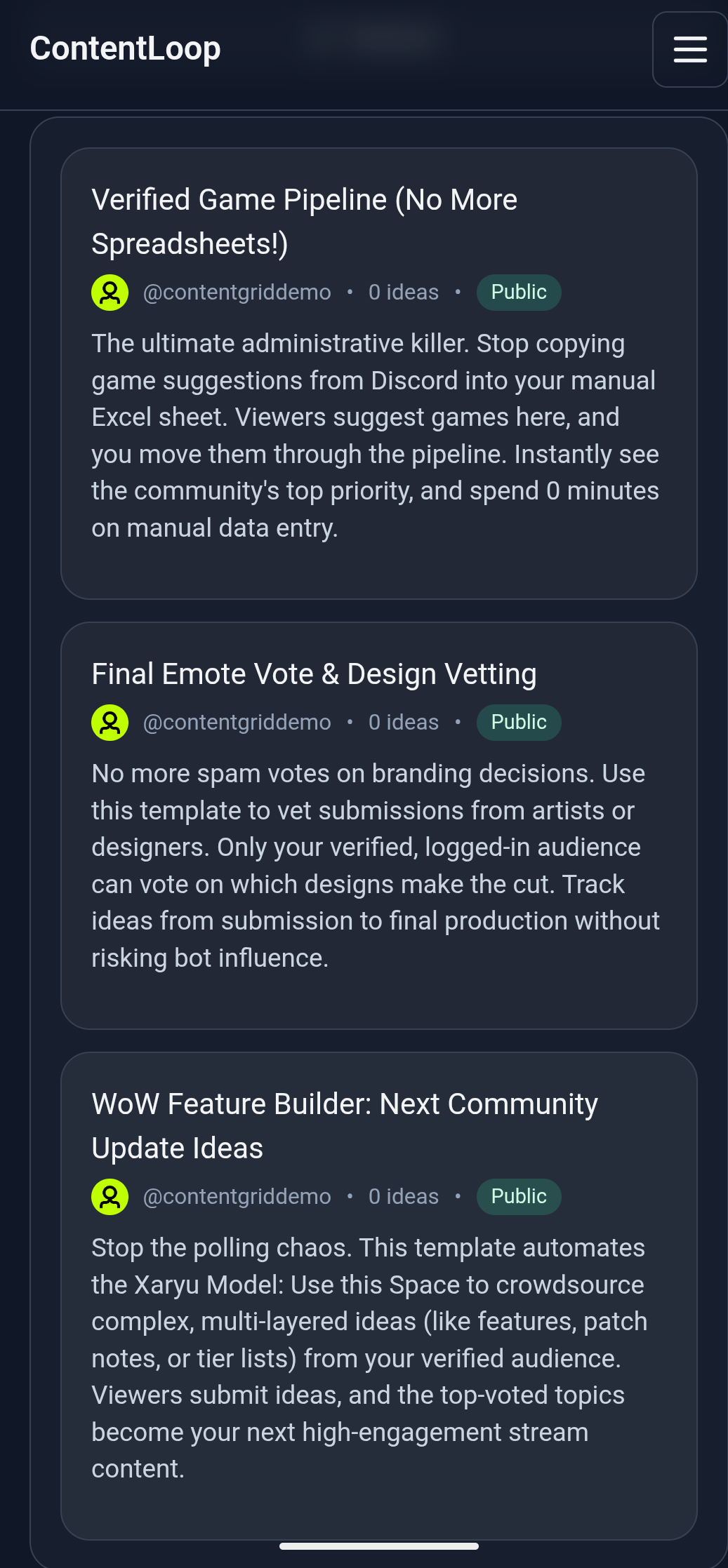 ContentLoop.gg - Screenshot 3 showing product features and functionality