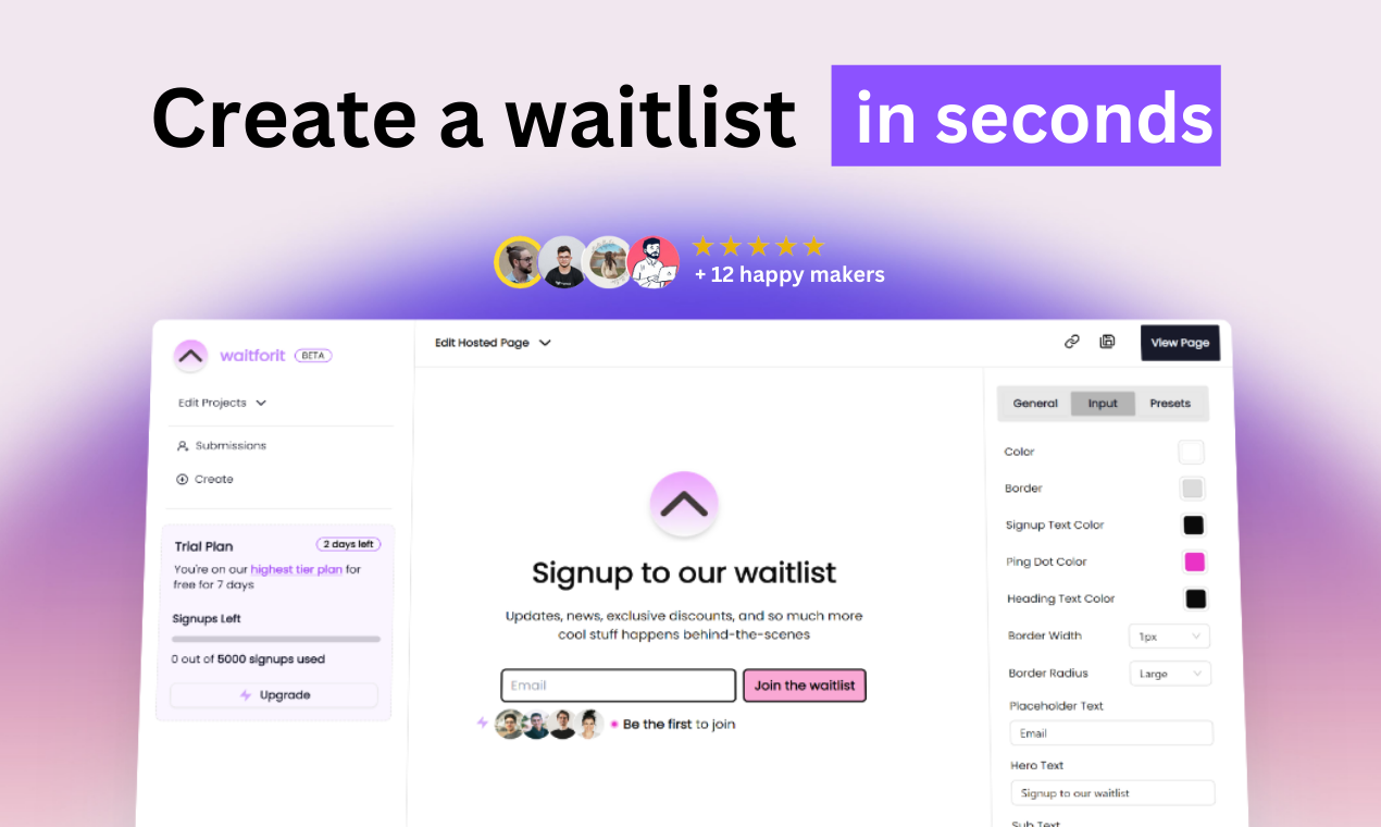 waitforit - Create a waitlist in seconds
