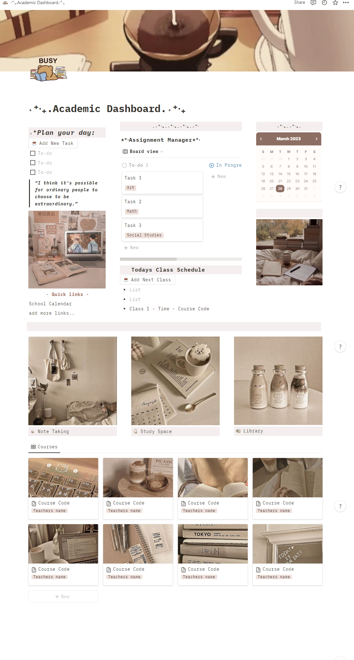 Notion Academic Dashboard gallery image