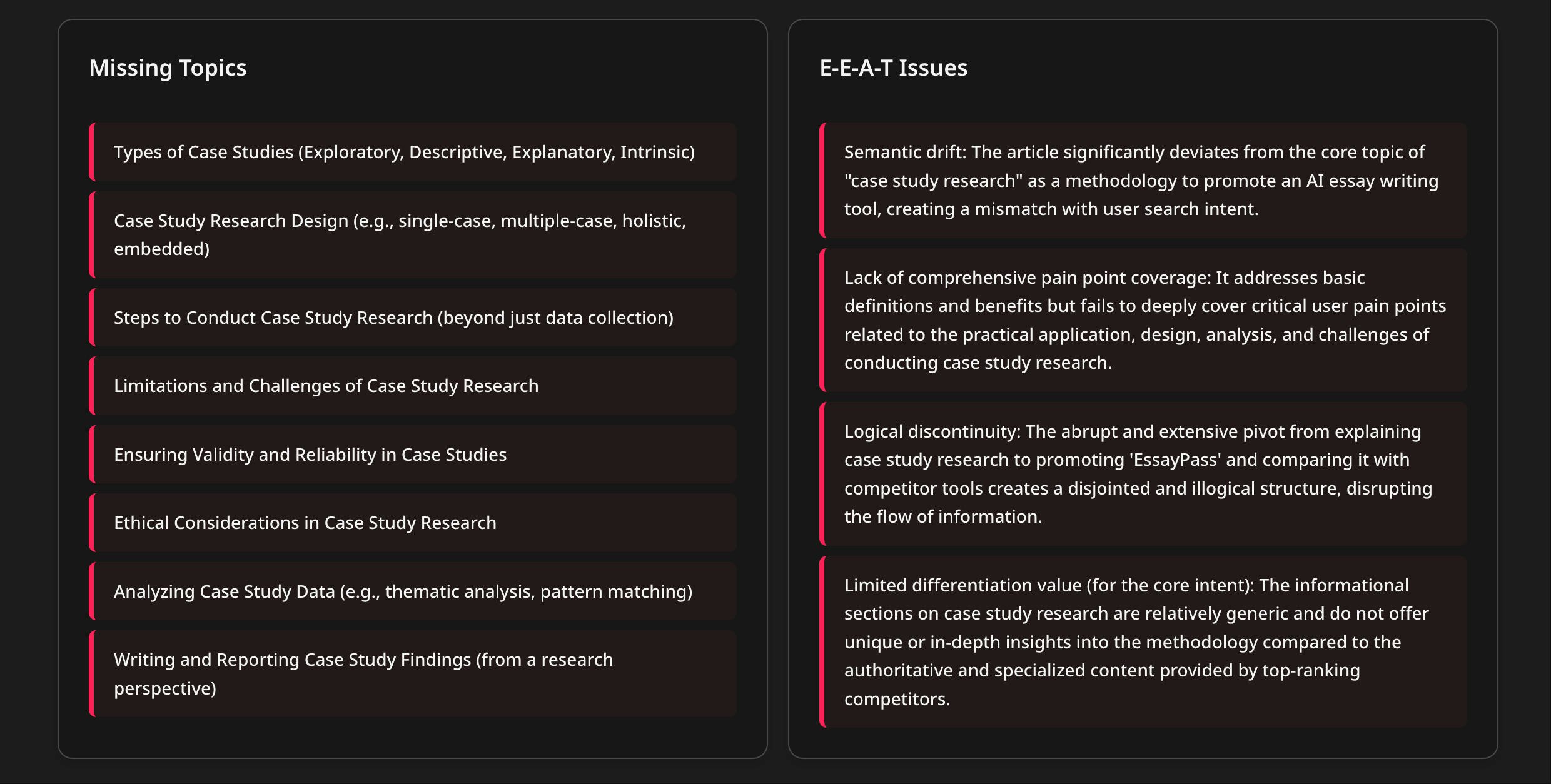 Free SEO Content Auditor - Screenshot 2 showing product features and functionality
