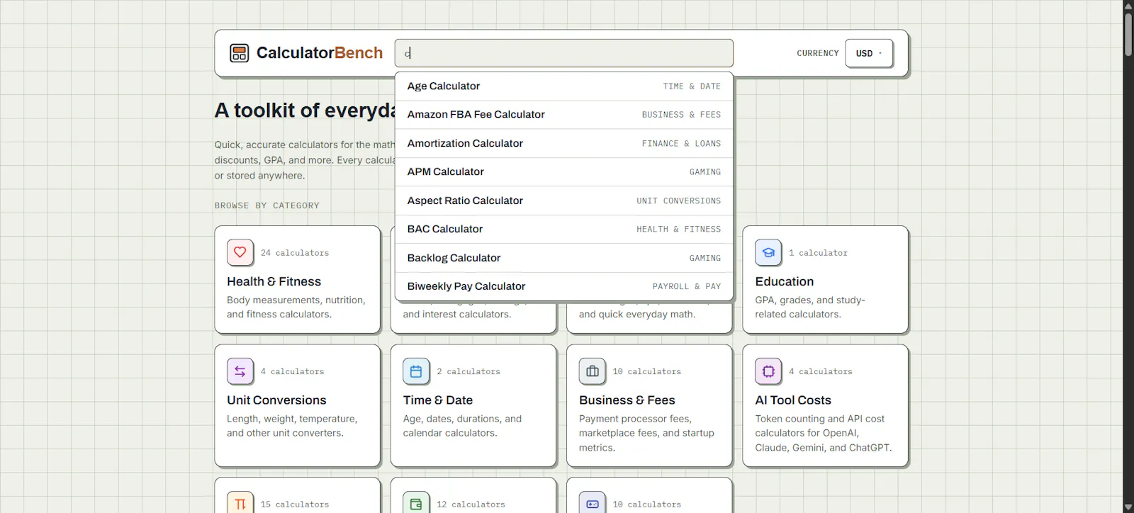 CalculatorBench screenshot 2