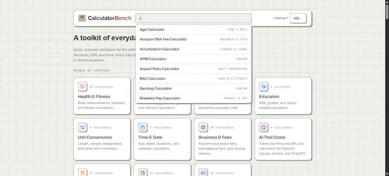CalculatorBench screenshot 2